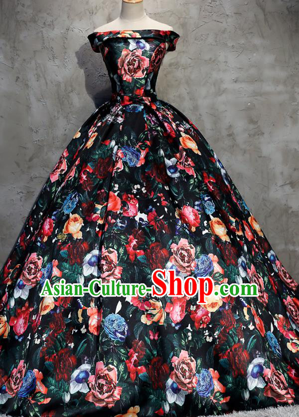 Top Grade Advanced Customization Printing Black Mullet Dress Wedding Dress Compere Bridal Full Dress for Women