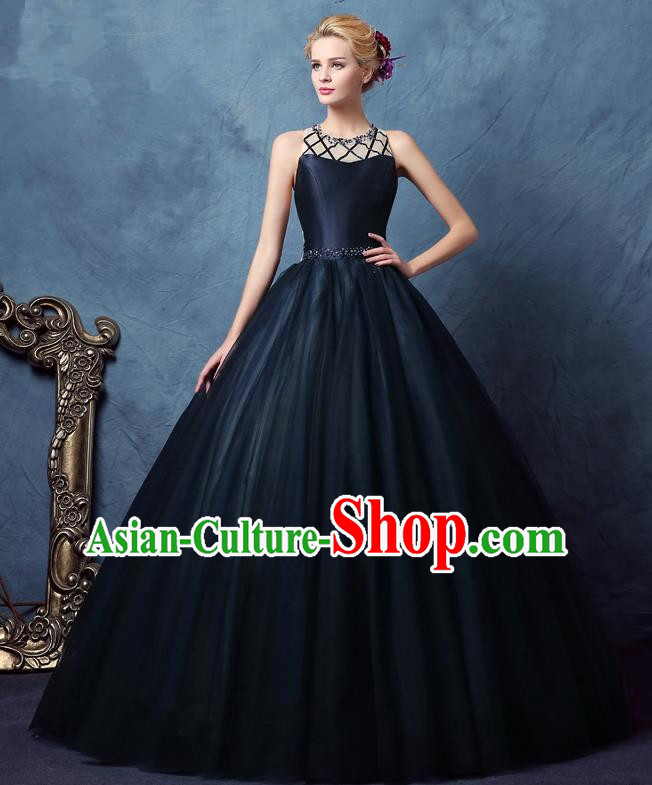 Top Grade Advanced Customization Navy Bubble Dress Wedding Dress Compere Bridal Full Dress for Women
