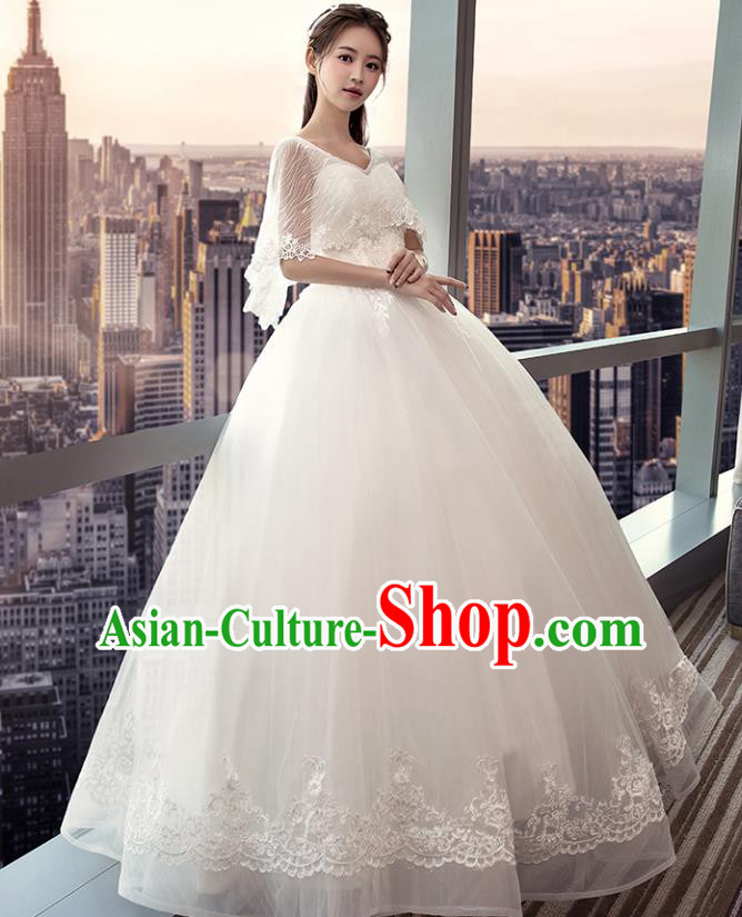 Top Grade Advanced Customization White Veil Bubble Dress Wedding Dress Compere Bridal Full Dress for Women