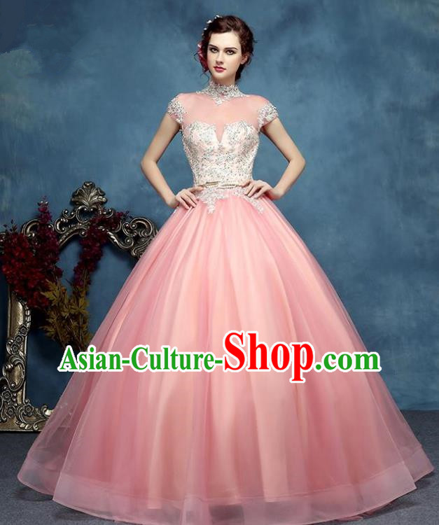 Top Grade Advanced Customization Pink Bubble Dress Wedding Dress Compere Bridal Full Dress for Women