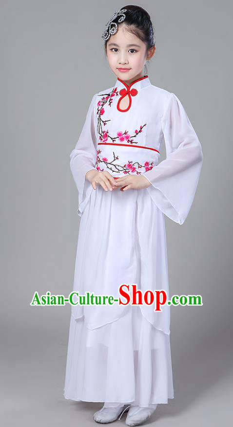 Chinese Traditional Folk Dance Costumes Children Classical Dance Embroidered Red Plum Blossom Clothing for Kids