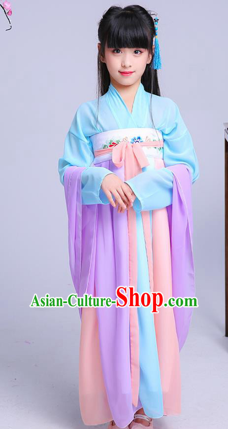 Chinese Traditional Folk Dance Costumes Ancient Hanfu Dress Children Classical Dance Clothing for Kids