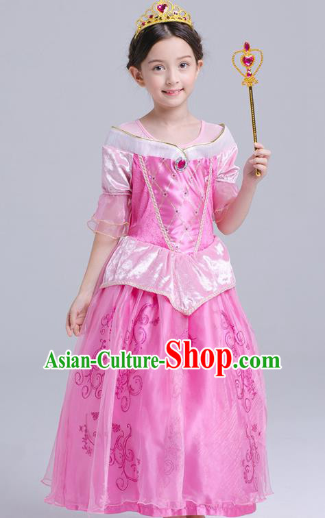 Top Grade Chorus Costumes Stage Performance Princess Pink Dress Children Modern Dance Clothing for Kids