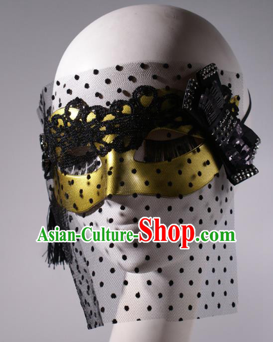 Halloween Fancy Ball Props Exaggerated Face Mask Stage Performance Accessories Golden Masks