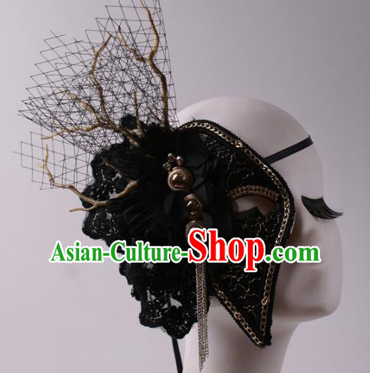 Halloween Fancy Ball Props Half Face Mask Stage Performance Accessories Black Masks