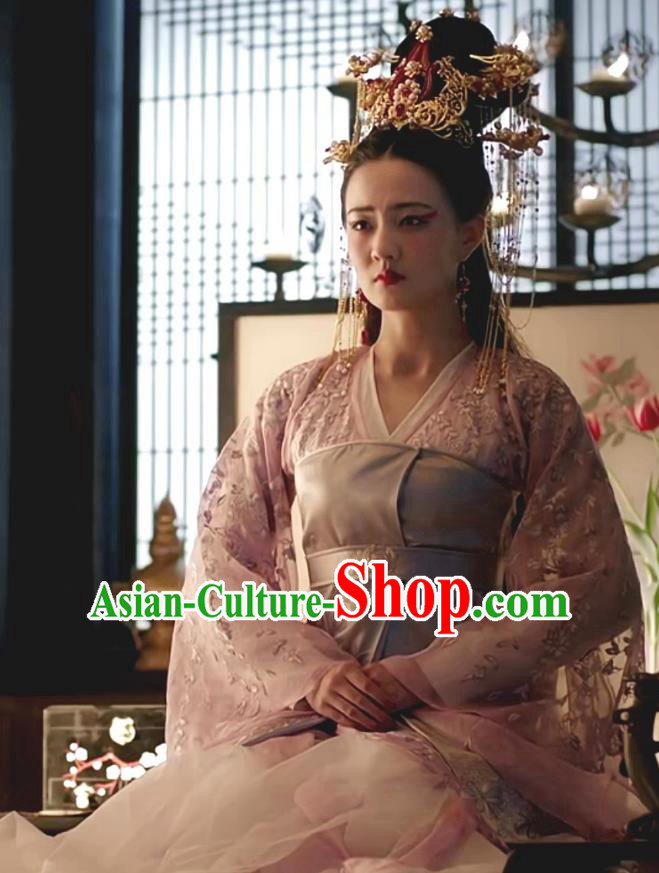 Chinese Teleplay Tribes and Empires Storm of Prophecy Ancient Imperial Empress Embroidered Costumes and Headpiece for Women