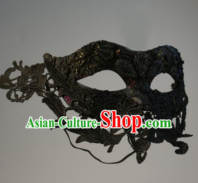 Halloween Exaggerated Black Lace Face Mask Fancy Ball Props Stage Performance Accessories Christmas Mysterious Masks