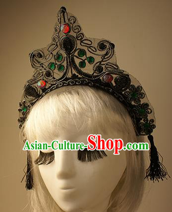 Top Grade Christmas Catwalks Hair Accessories Halloween Stage Performance Black Lace Hair Clasp Modern Fancywork Headwear