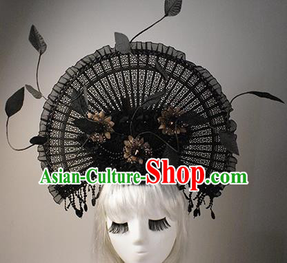 Top Grade China Catwalks Hair Accessories Halloween Modern Fancywork Fan-Shape Hair Clasp Headwear