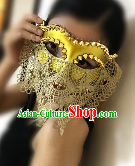 Halloween Catwalks Venice Face Mask Fancy Ball Lace Golden Masks Christmas Exaggerated Feather Masks