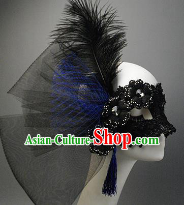 Halloween Exaggerated Face Mask Venice Fancy Ball Props Catwalks Accessories Christmas Black Feather Masks