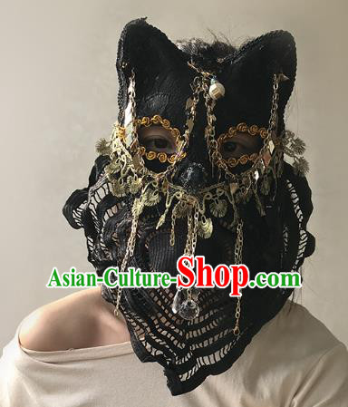 Halloween Venice Exaggerated Black Lace Face Mask Fancy Ball Props Catwalks Accessories Christmas Masks