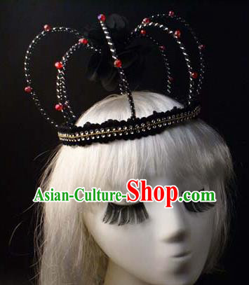 Top Grade Catwalks Hair Accessories Exaggerated Queen Royal Crown Halloween Modern Fancywork Headwear