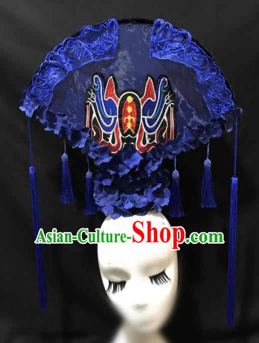 Top Grade Chinese Catwalks Hair Accessories Beijing Opera Headdress Exaggerated Halloween Modern Fancywork Headwear