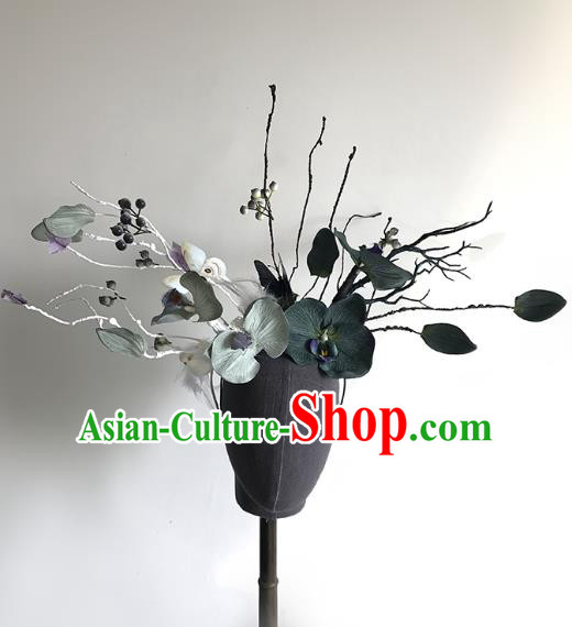 Top Grade Catwalks Hair Accessories Exaggerated Flowers Headdress Halloween Modern Fancywork Headwear