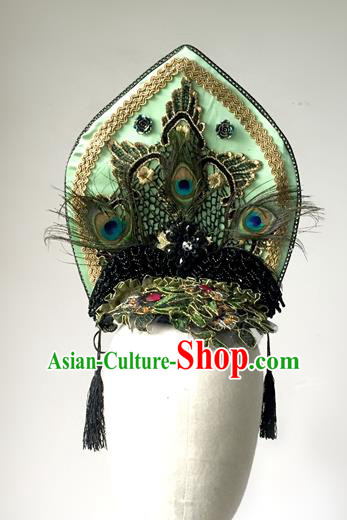 Top Grade Catwalks Hair Accessories Exaggerated Green Hair Clasp Modern Fancywork Headwear