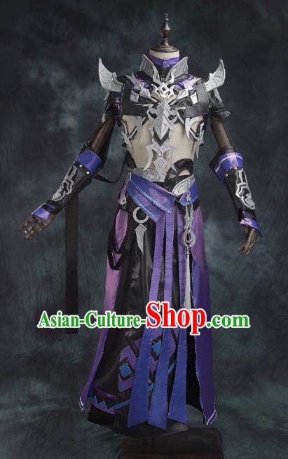 China Ancient Cosplay Swordsman Purple Costumes Chinese Traditional Knight-errant Clothing for Men