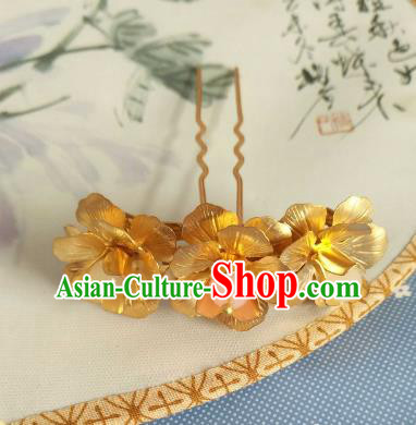 China Ancient Hair Accessories Hanfu Princess Golden Flowers Hair Stick Chinese Classical Hairpins for Women