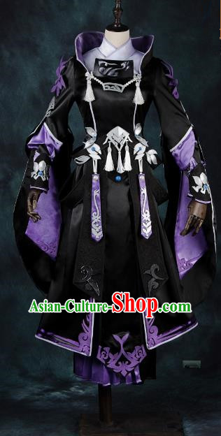 China Ancient Cosplay Young Lady Black Dress Knight-errant Costumes Chinese Traditional Swordsman Clothing for Women