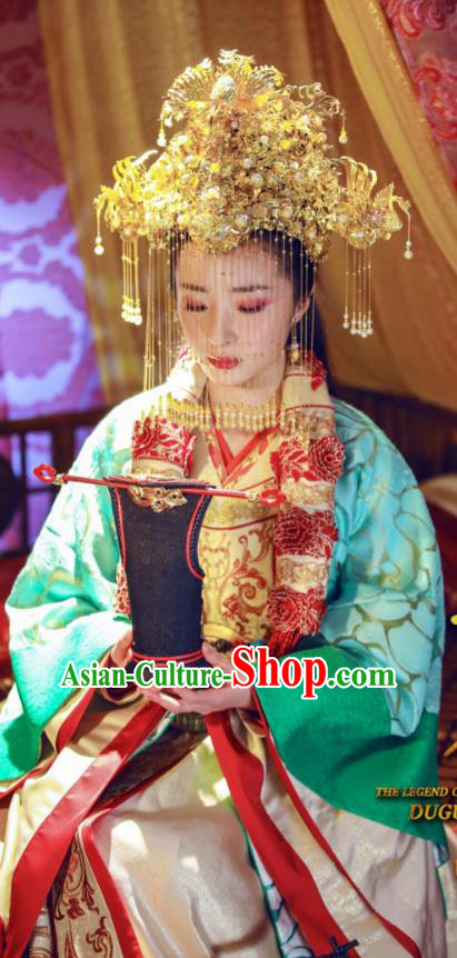 Chinese Ancient Queen Dugu Hanfu Dress Northern Zhou Dynasty Empress Historical Costume and Headpiece Complete Set