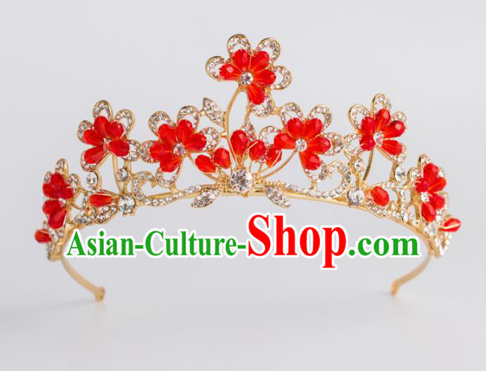 Baroque Bride Hair Accessories Classical Royal Crown Red Imperial Crown Headwear for Women