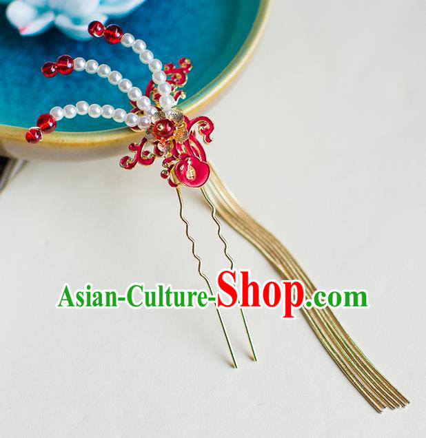 Chinese Traditional Palace Hair Accessories Xiuhe Suit Tassel Step Shake Ancient Hairpins for Women