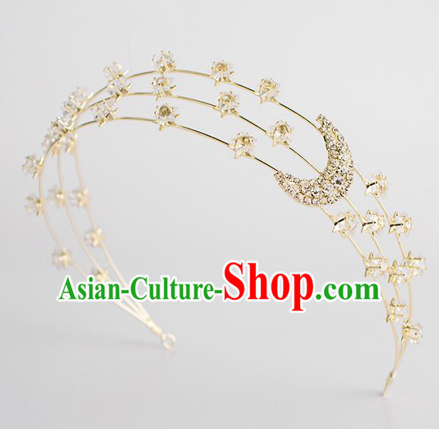 Classical Bride Hair Accessories Wedding Crystal Moon Hair Clasp Headband Headwear for Women