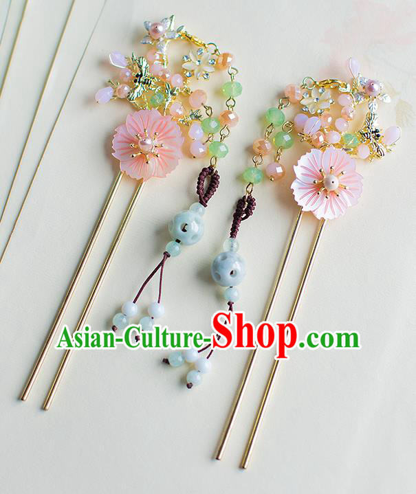 Chinese Traditional Palace Hair Accessories Shell Flower Hair Clips Ancient Xiuhe Suit Hairpins for Women