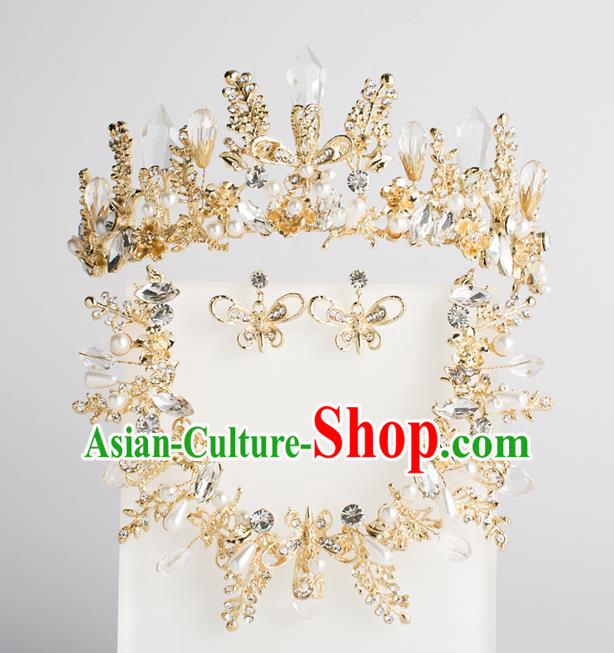 Baroque Bride Hair Accessories Classical Wedding Princess Crystal Imperial Crown Headwear for Women