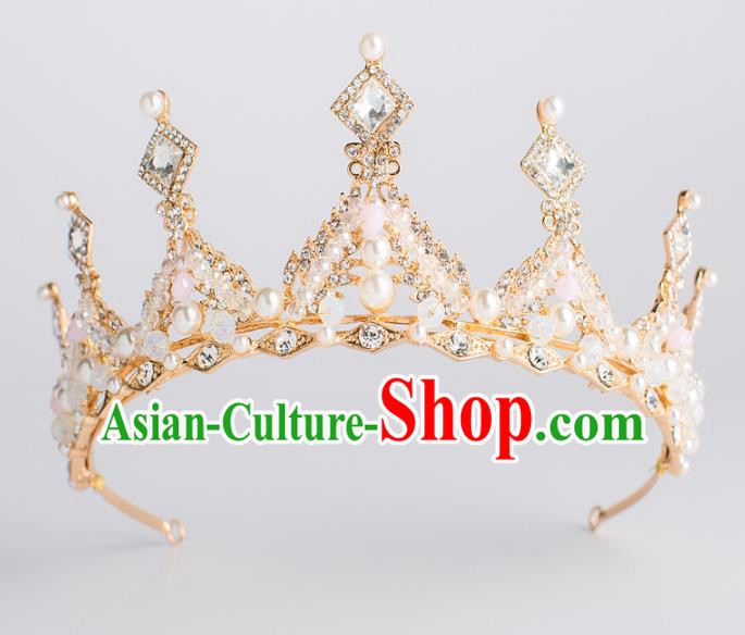 Baroque Bride Hair Accessories Classical Wedding Hair Clasp Golden Imperial Crown Headwear for Women