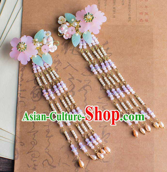 Chinese Traditional Palace Hair Accessories Pearls Tassel Hair Claws Ancient Xiuhe Suit Hairpins for Women