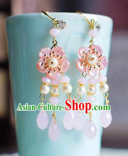 Chinese Ancient Bride Classical Accessories Earrings Wedding Jewelry Hanfu Eardrop for Women