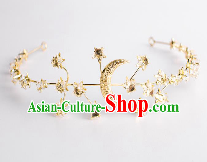 Classical Bride Hair Accessories Wedding Golden Moon Hair Clasp Headwear for Women