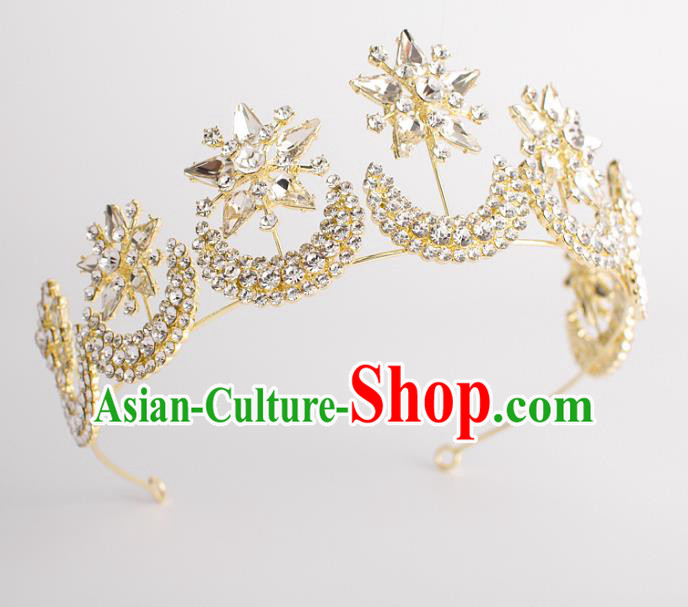 Classical Bride Hair Accessories Wedding Crystal Moon Stars Hair Clasp Headwear for Women