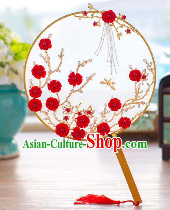 Chinese Classical Bride Accessories Wedding Fans Palace Round Fans for Women