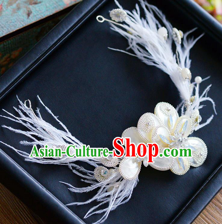 Top Classical Bride Hair Accessories Wedding Shell Feather Hair Stick Headwear for Women