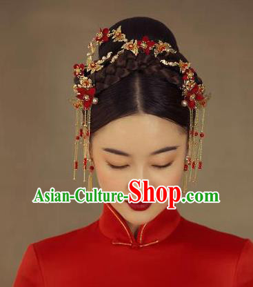 Chinese Traditional Palace Hair Accessories Ancient Hairpins Xiuhe Suit Hair Clasp Phoenix Coronet for Women