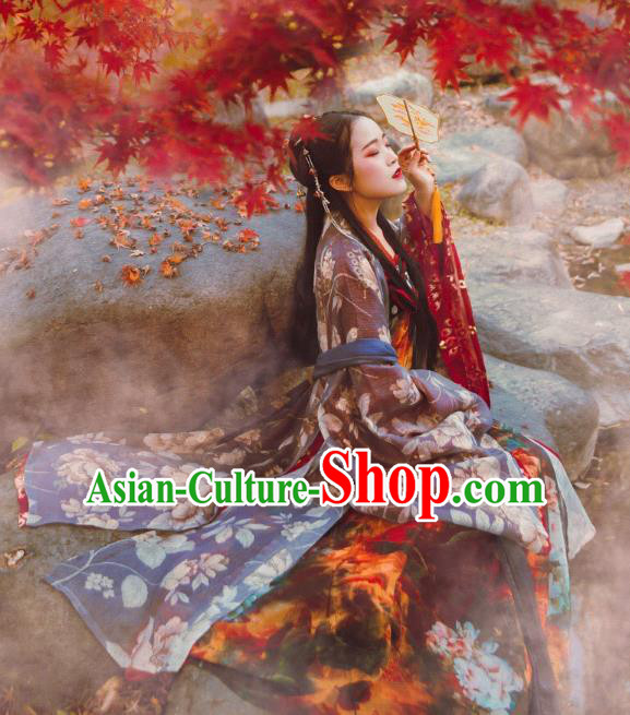 Chinese Traditional Palace Lady Hanfu Dress China Ancient Tang Dynasty Princess Costumes Complete Set