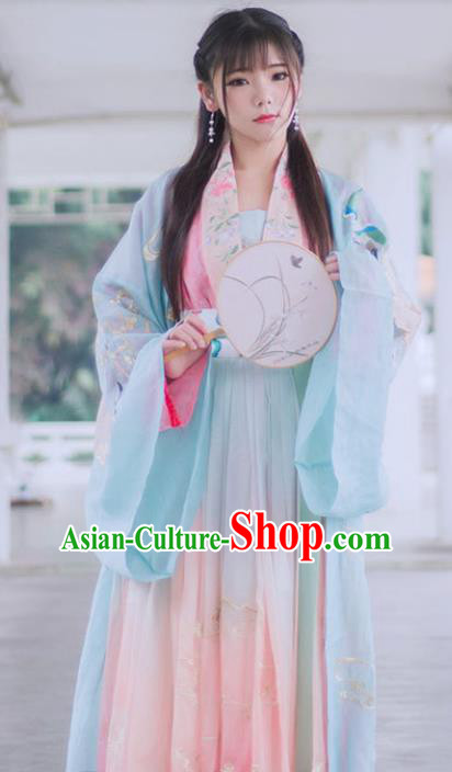 Chinese Ancient Song Dynasty Princess Embroidered Costumes Palace Lady Traditional Hanfu Dress for Women