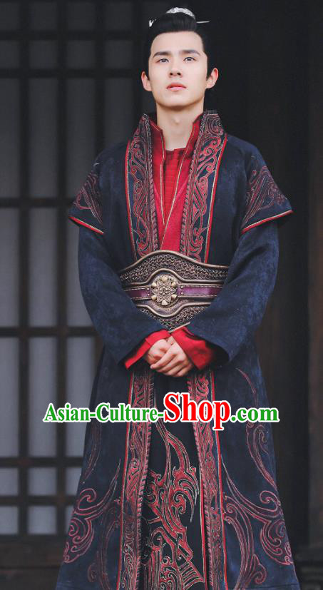 Chinese Ancient Nobility Childe Clothing Television Drama Nirvana in Fire Swordsman Xiao Pingjing Embroidered Replica Costume for Men