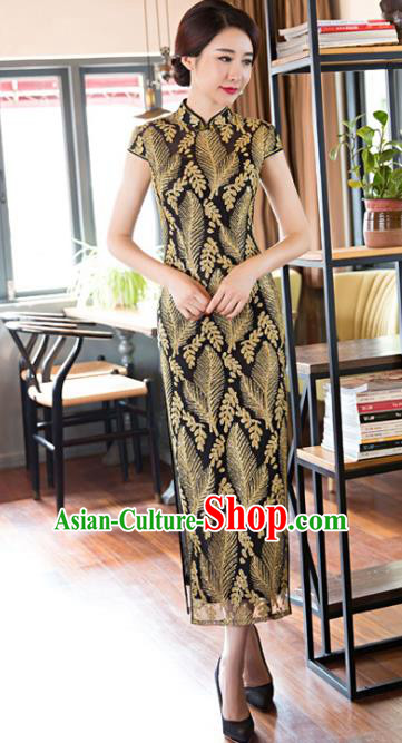Top Grade Chinese Elegant Cheongsam Traditional China Tang Suit Lace Qipao Dress for Women