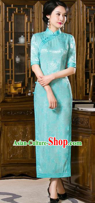 Chinese Traditional Costume Green Cheongsam China Tang Suit Qipao Dress for Women