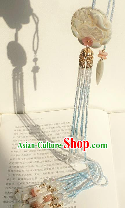 Traditional Handmade Chinese Ancient Classical Accessories Hanfu Tassel Jade Pendant for Women
