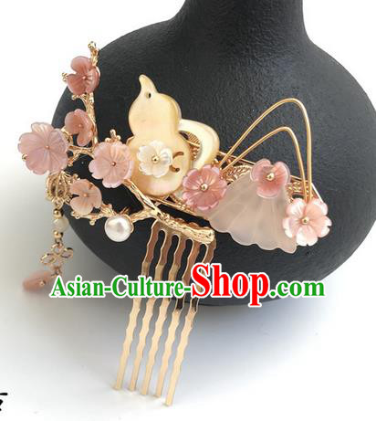 Traditional Handmade Chinese Ancient Classical Hair Accessories Shell Flowers Hair Comb Hairpins for Women