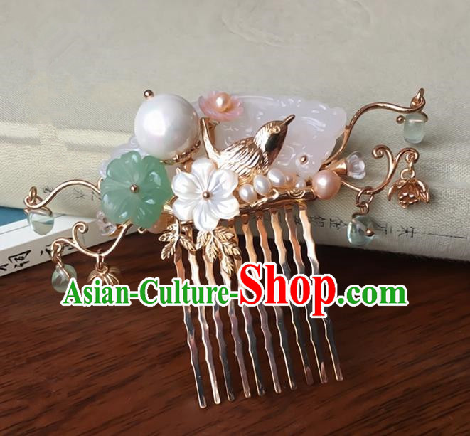 Traditional Handmade Chinese Ancient Classical Hair Accessories Jade Hair Comb Hairpins for Women