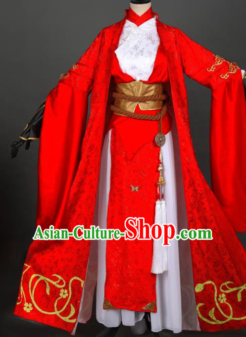 Chinese Ancient Swordswoman Costume Cosplay Female Knight-errant Dress Hanfu Clothing for Women