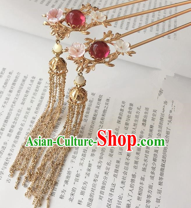 Traditional Handmade Chinese Ancient Classical Hair Accessories Step Shake Hair Sticks Tassel Hairpins for Women