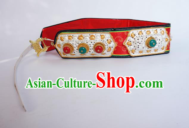 Chinese Traditional Zang Nationality Belts Waist Accessories, China Tibetan Ethnic Waistband for Men