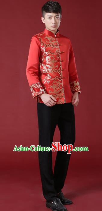 Chinese Traditional Wedding Embroidered Costume Ancient Bridegroom Xiuhe Suit Tang Suit Clothing for Men