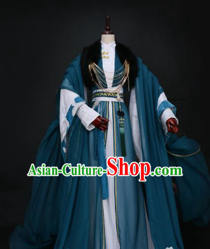 Chinese Ancient Prince Embroidered Costume Swordsman Clothing for Men
